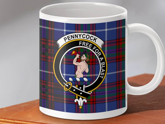 Colorful Clan Crest with Plaid Design Mug product type