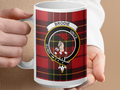 Scottish Clan Brodie Unite Tartan Emblem Ceramic Mug - Living Stone Gifts