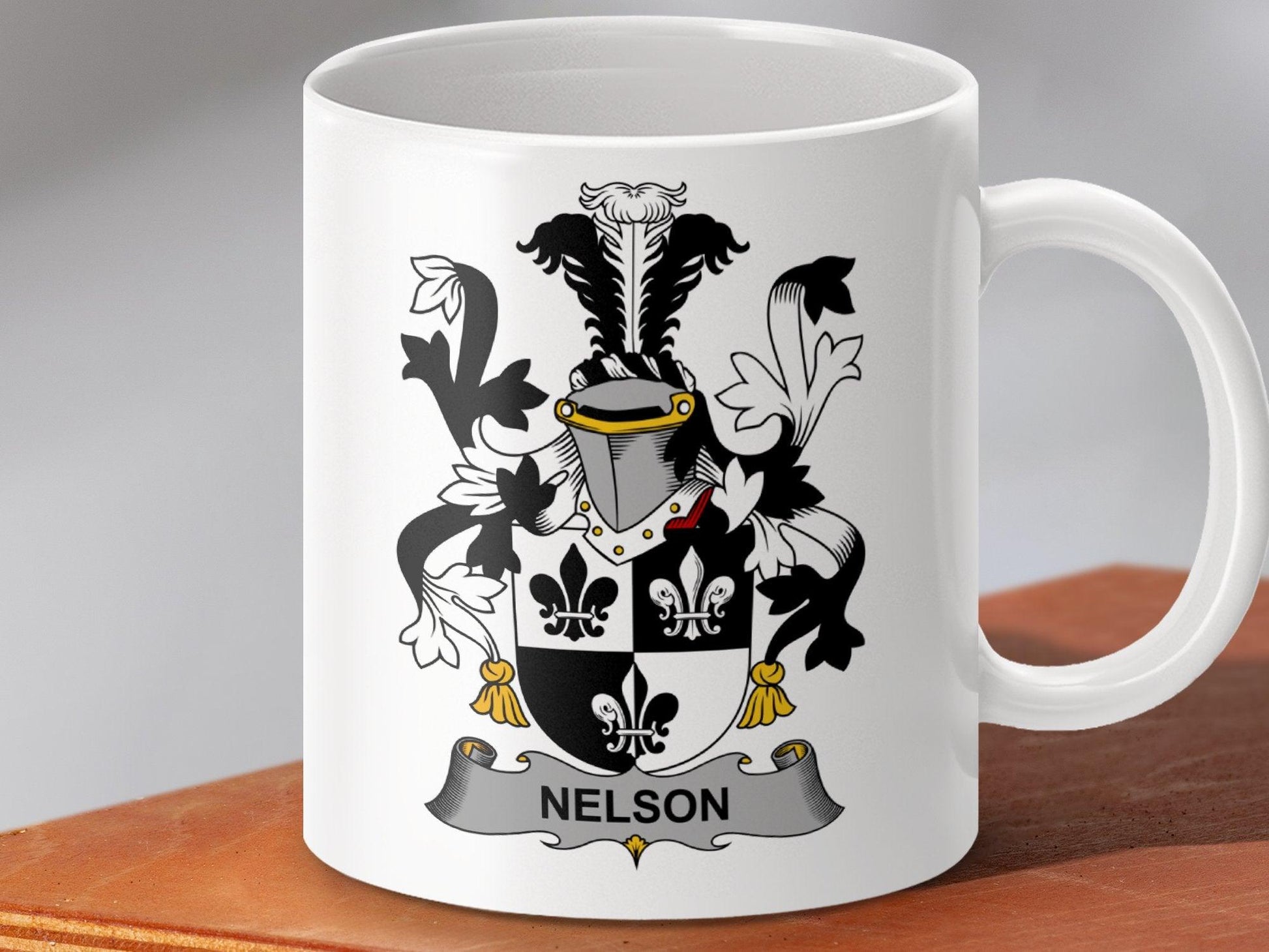 Nelson Surname Irish Family Crest Mug - Celtic Ancestry Gifts