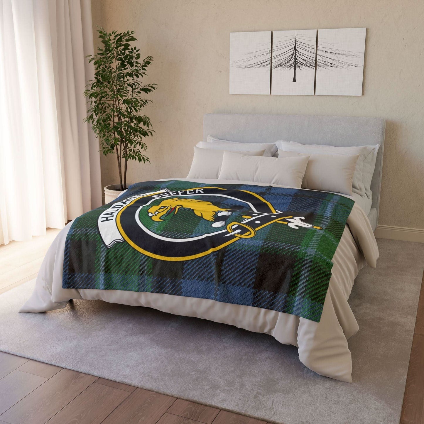 Haldane Clan Tartan Blanket – Scottish Crest Throw, Soft & Cozy - Celtic Ancestry Gifts