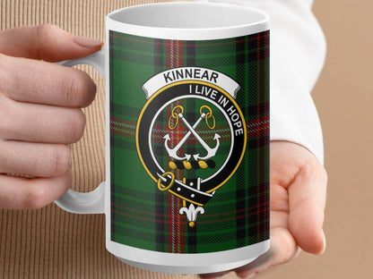 Scottish Clan Kinnear Tartan Crest Plaid Gift Mug - Living Stone Gifts