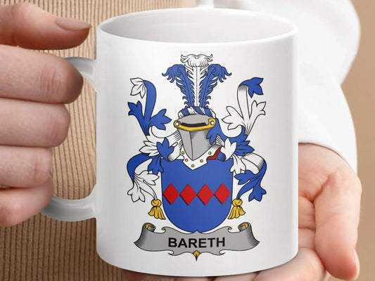Bareth Surname Irish Family Crest Design Coffee Drink mug - Celtic Ancestry Gifts