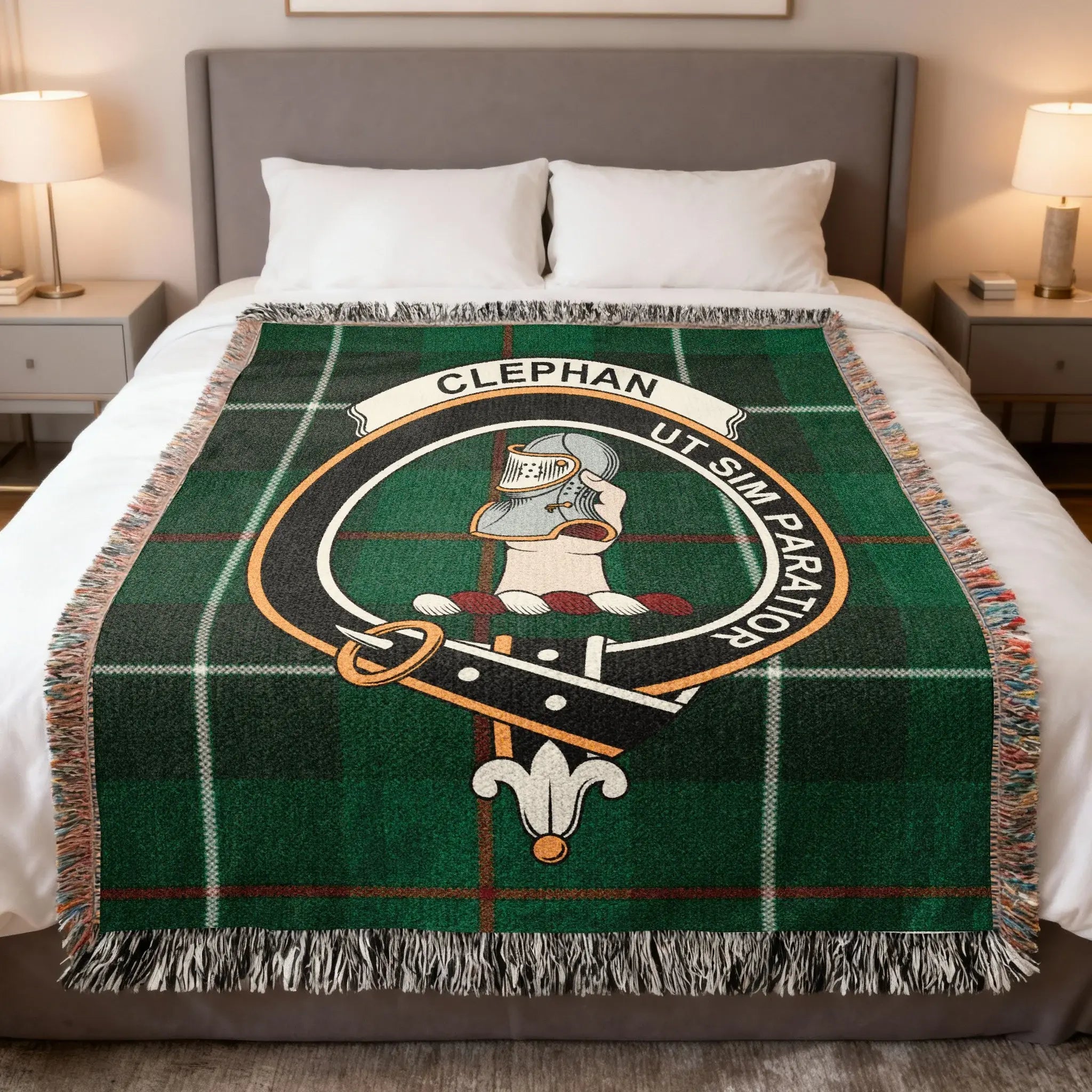 Clephan Ut Sim Paratoir Clan Crest Plaid Blanket