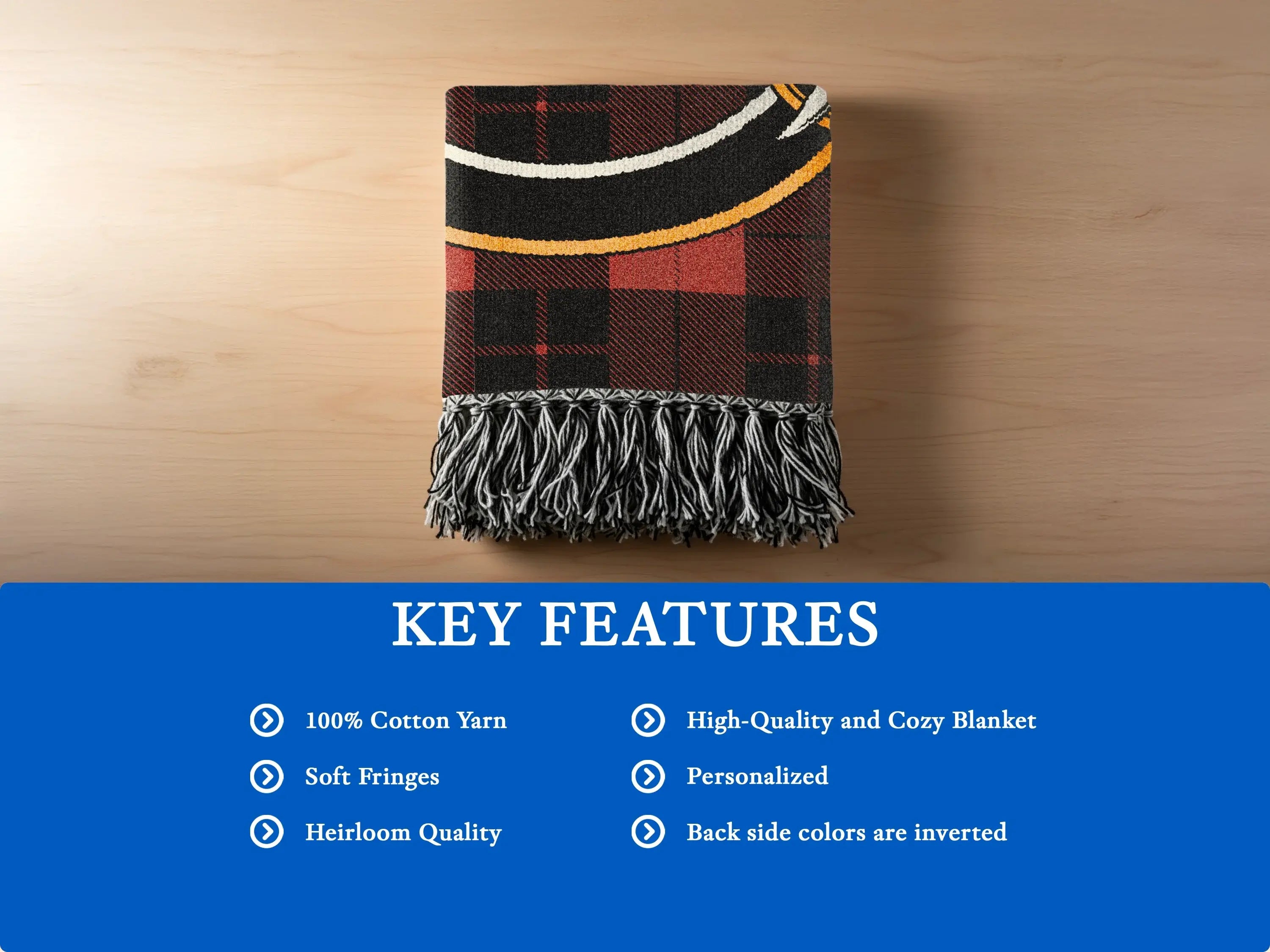 High-Quality Cozy Personalized Blanket with Soft Fringes