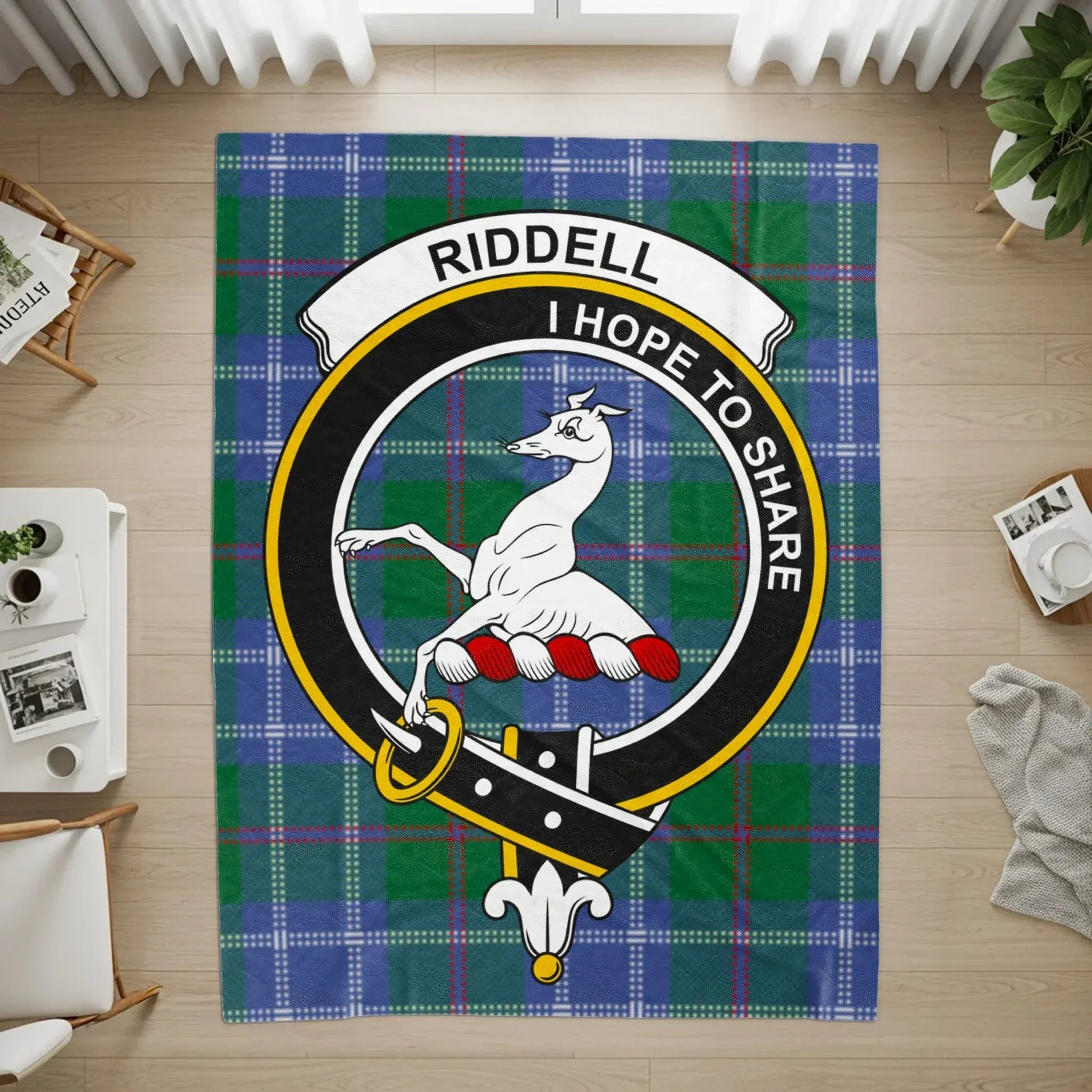 Riddell Family Tartan Crest Design Area Rug product
