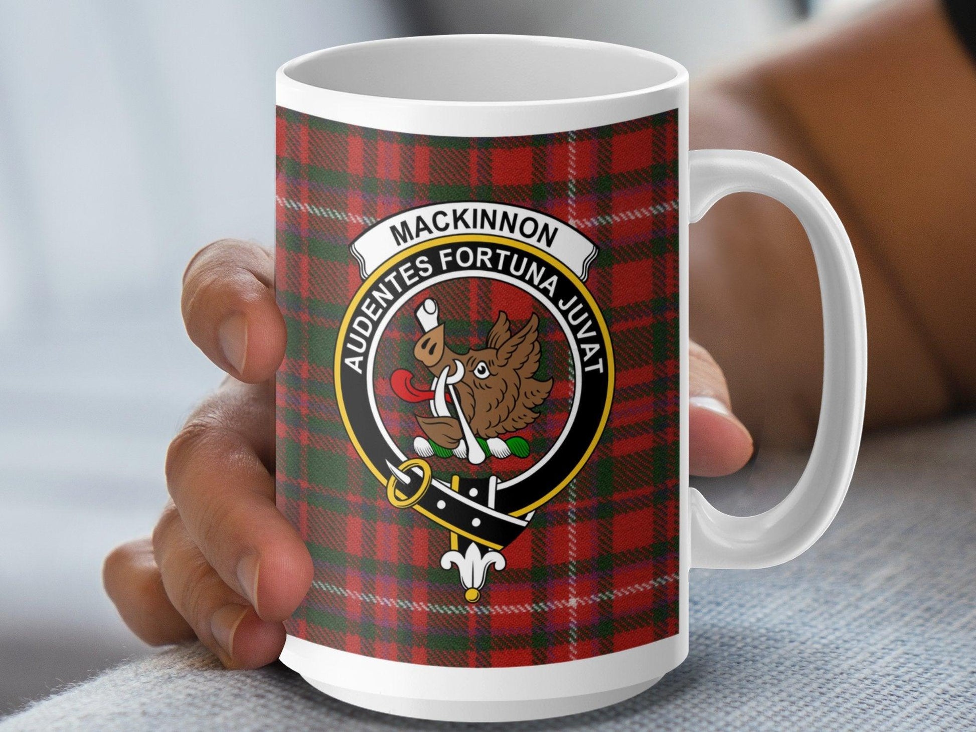 Scottish Clan Mackinnon Tartan Plaid Crest Design Mug - Living Stone Gifts