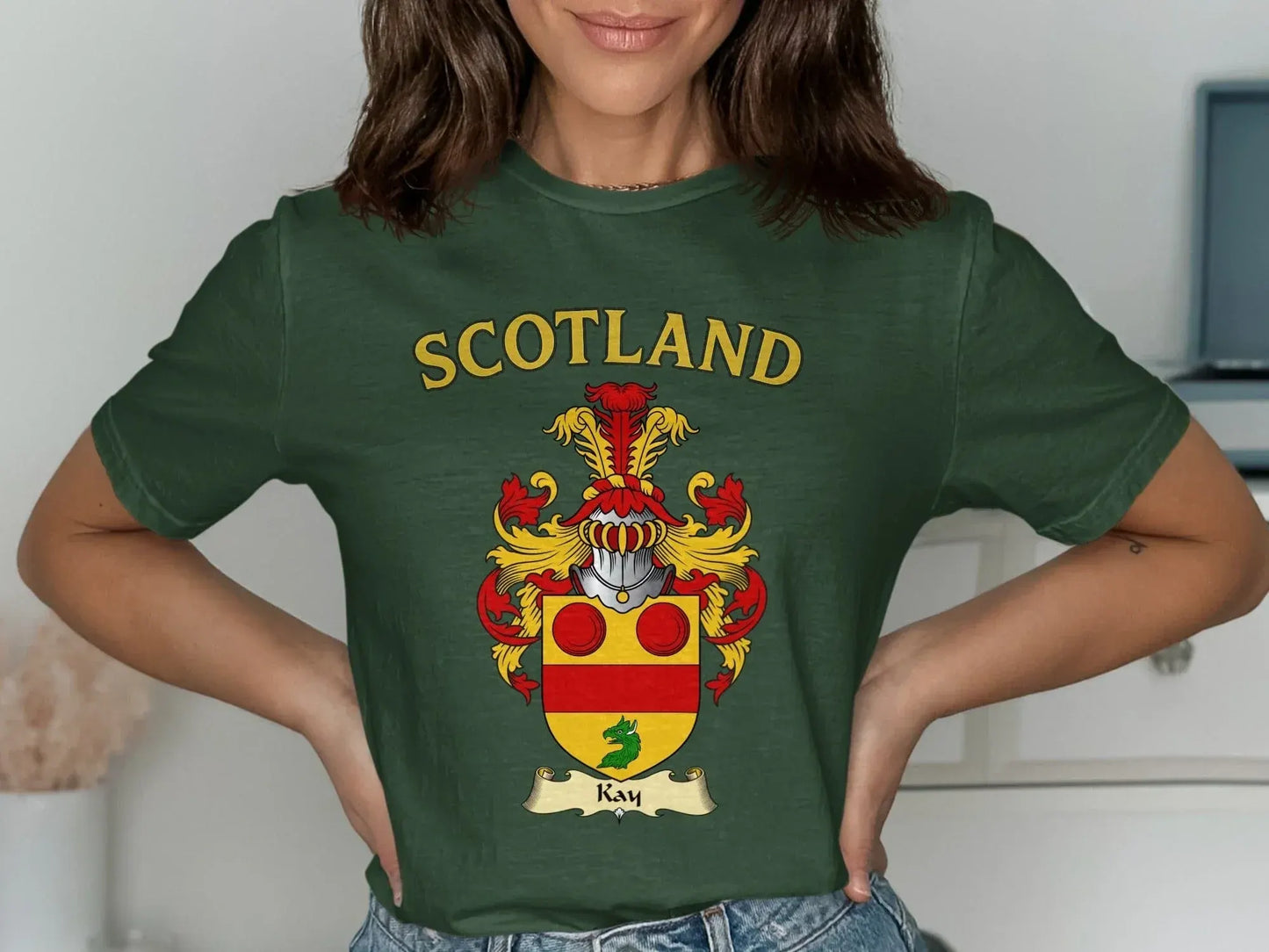 Scotland Crest Design Green T-Shirt Unique Clothing Product
