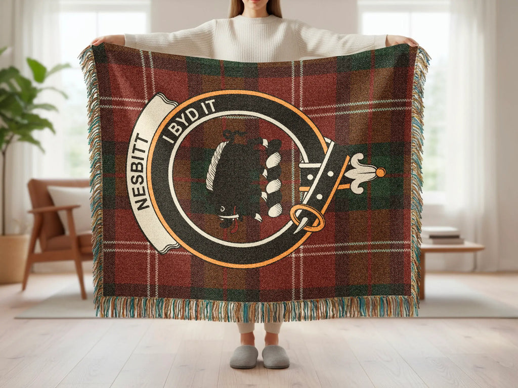 Personalized Nesbitt Clan Tartan Blanket Family Crest