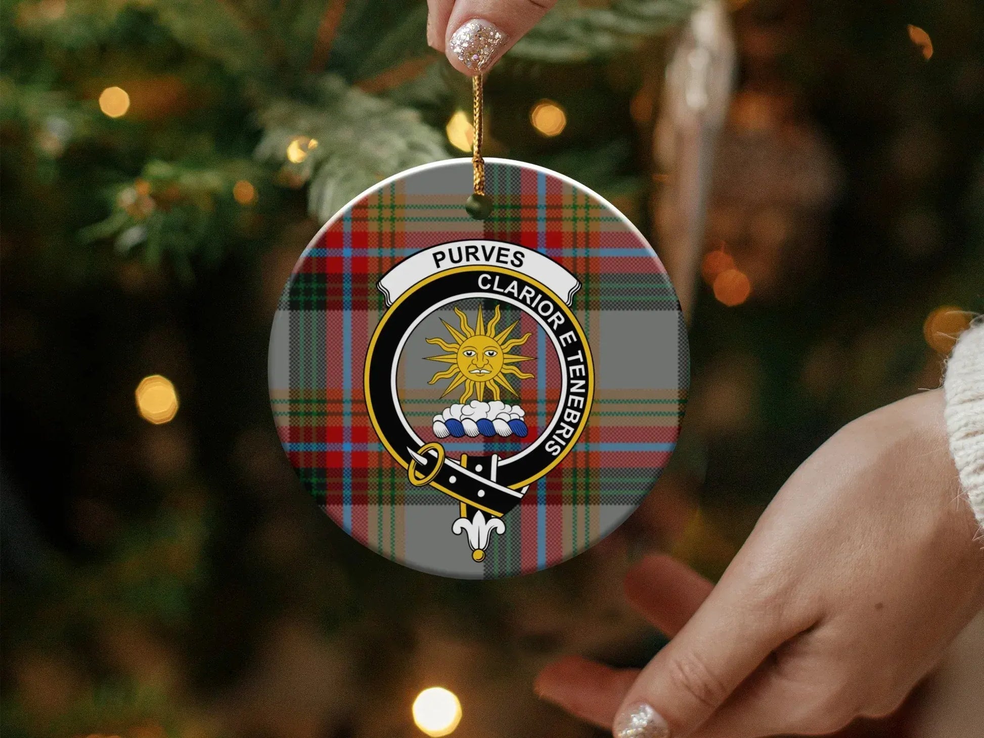 Purves Crest Tartan Christmas Ornament product