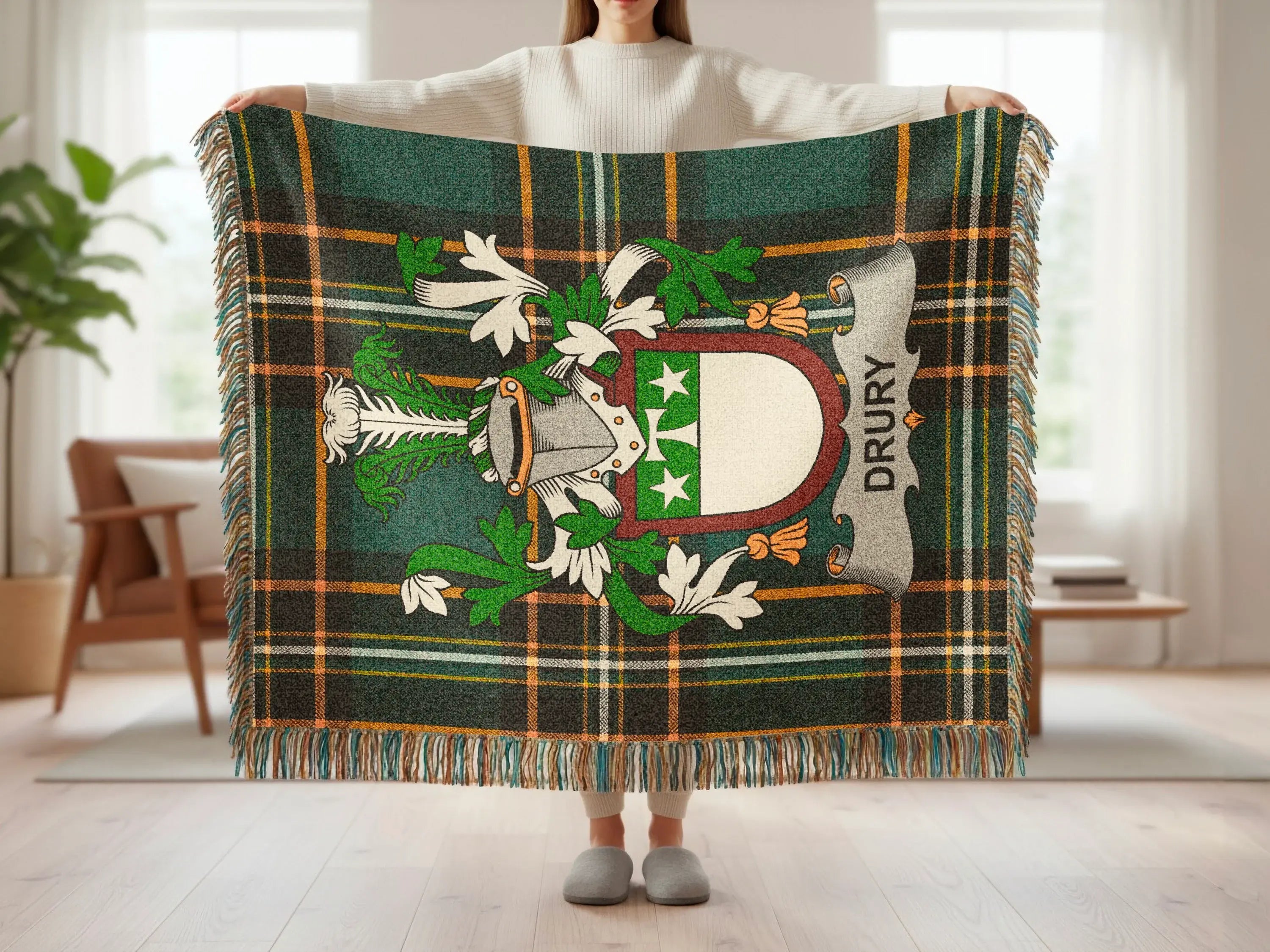 Drury Family Crest Tartan Plaid Blanket product type