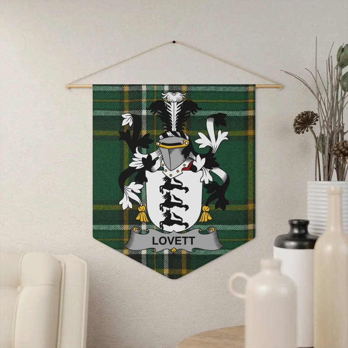 Lovett Family Crest Tartan Personalized Wall Banner product