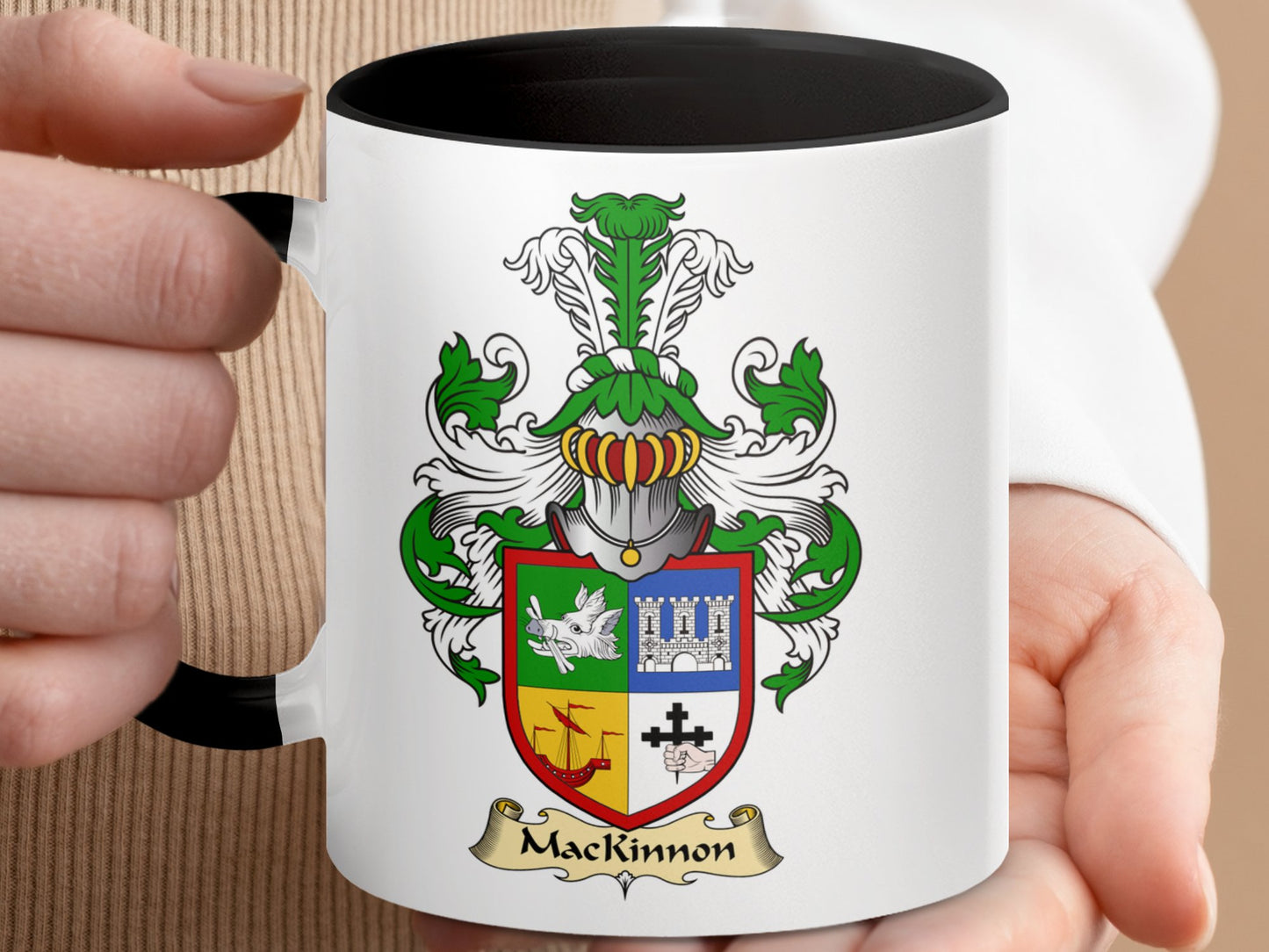 MacKinnon Family Crest With Colorful Design Mug - Living Stone Gifts