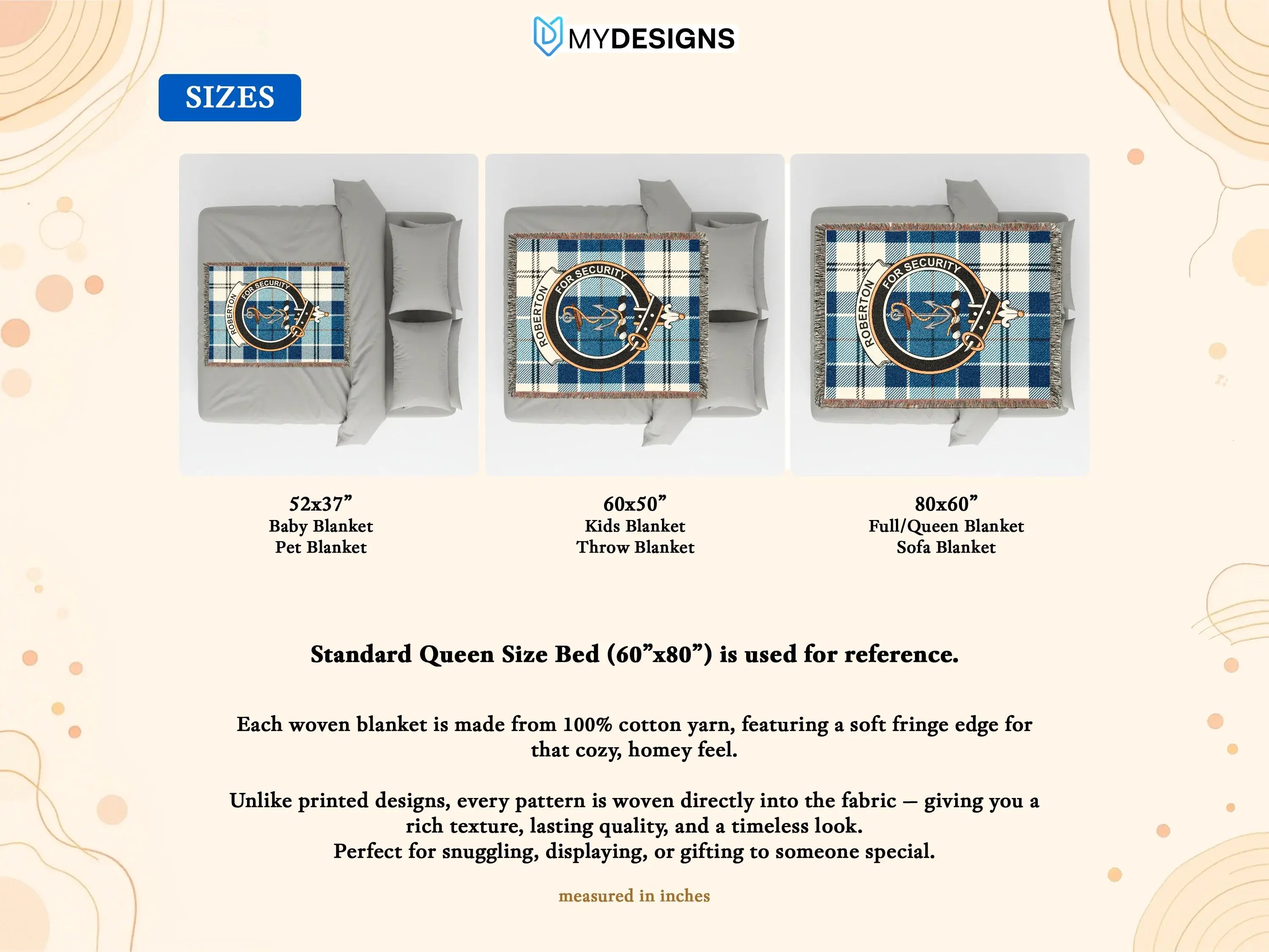 Blue Plaid Blanket with Bear Security Logo Design