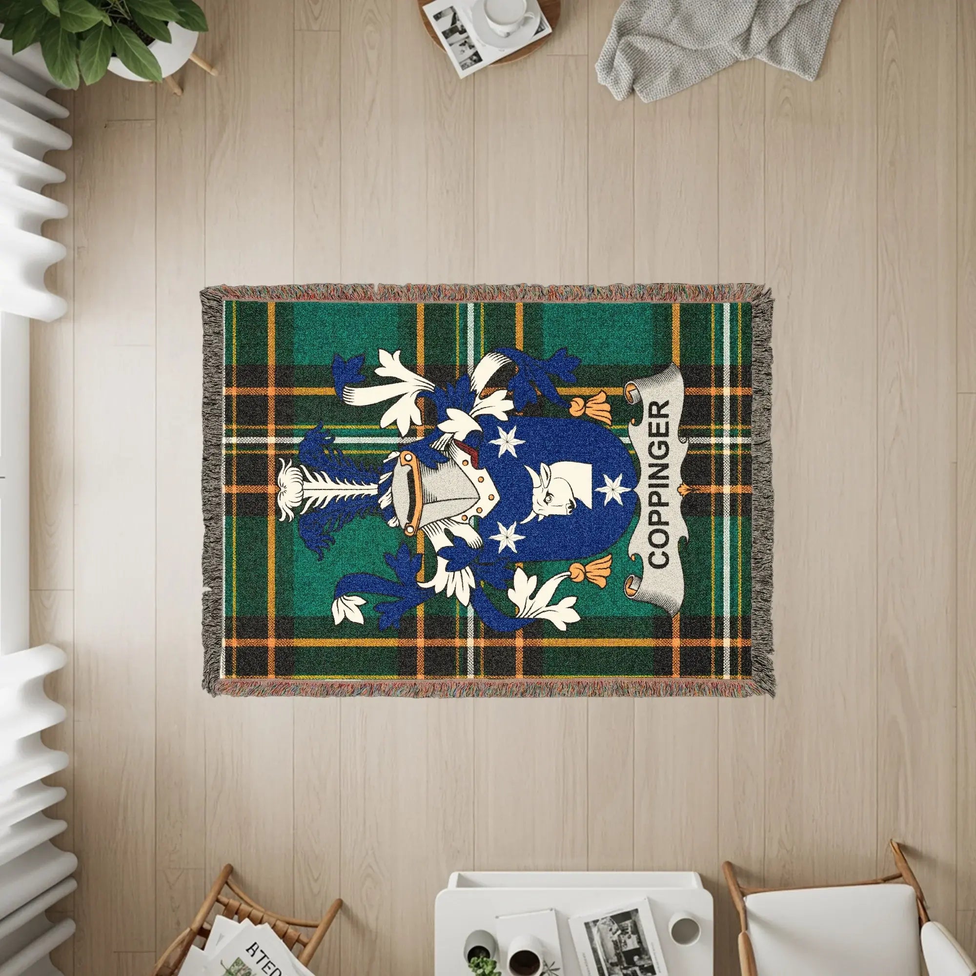 Green Black Gold Tartan Coppinger Family Crest product type
