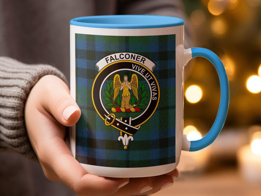 Scottish Tartan Crest Clan Falconer Plaid Pattern Mug - Living Stone Gifts