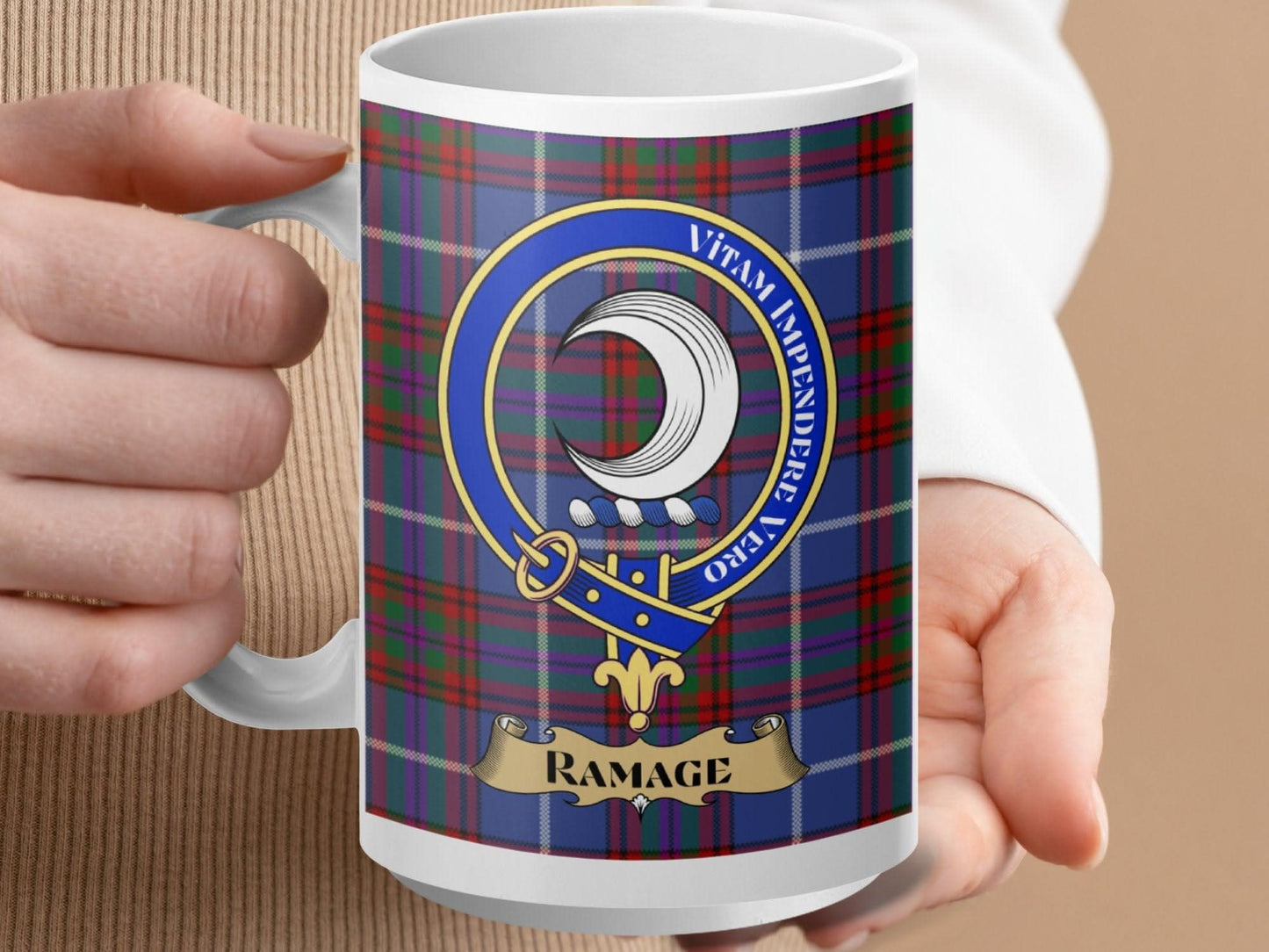 Clan Ramage Coat of Arms Tartan Design Mug product
