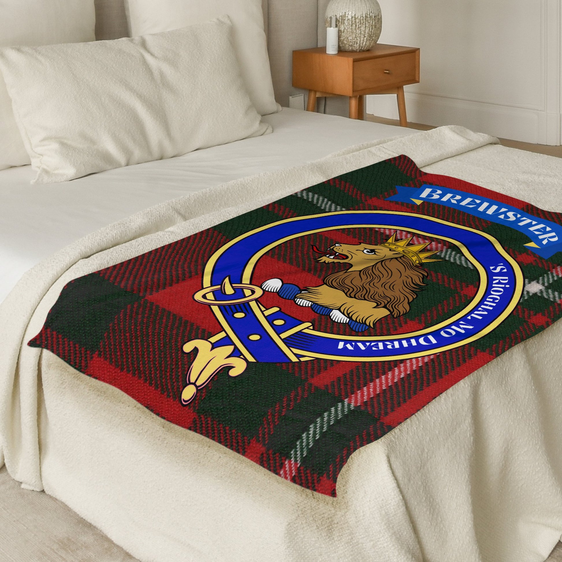 Brewster Family Crest Scottish Tartan Throw Blanket - Living Stone Gifts