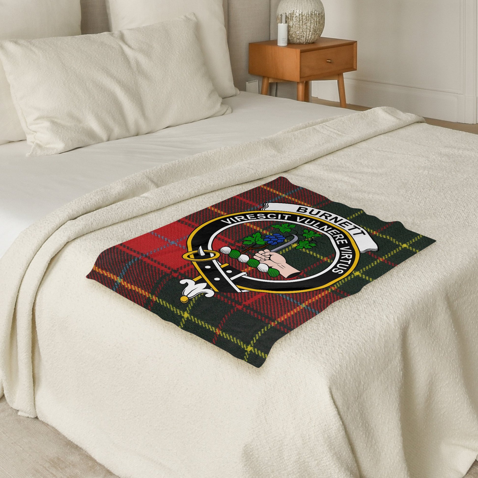 Burnett Clan Crest Scottish Tartan Throw Blanket - Living Stone Gifts