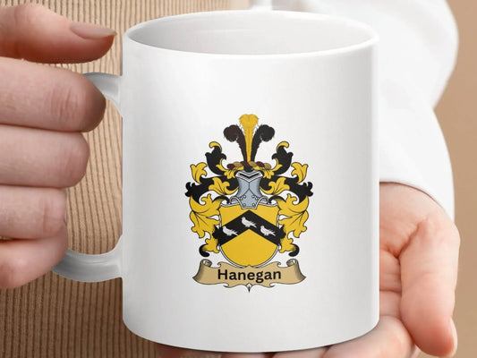 Hanegan Family Irish Coat of Arms 11 oz Surname Mug - Celtic Ancestry Gifts