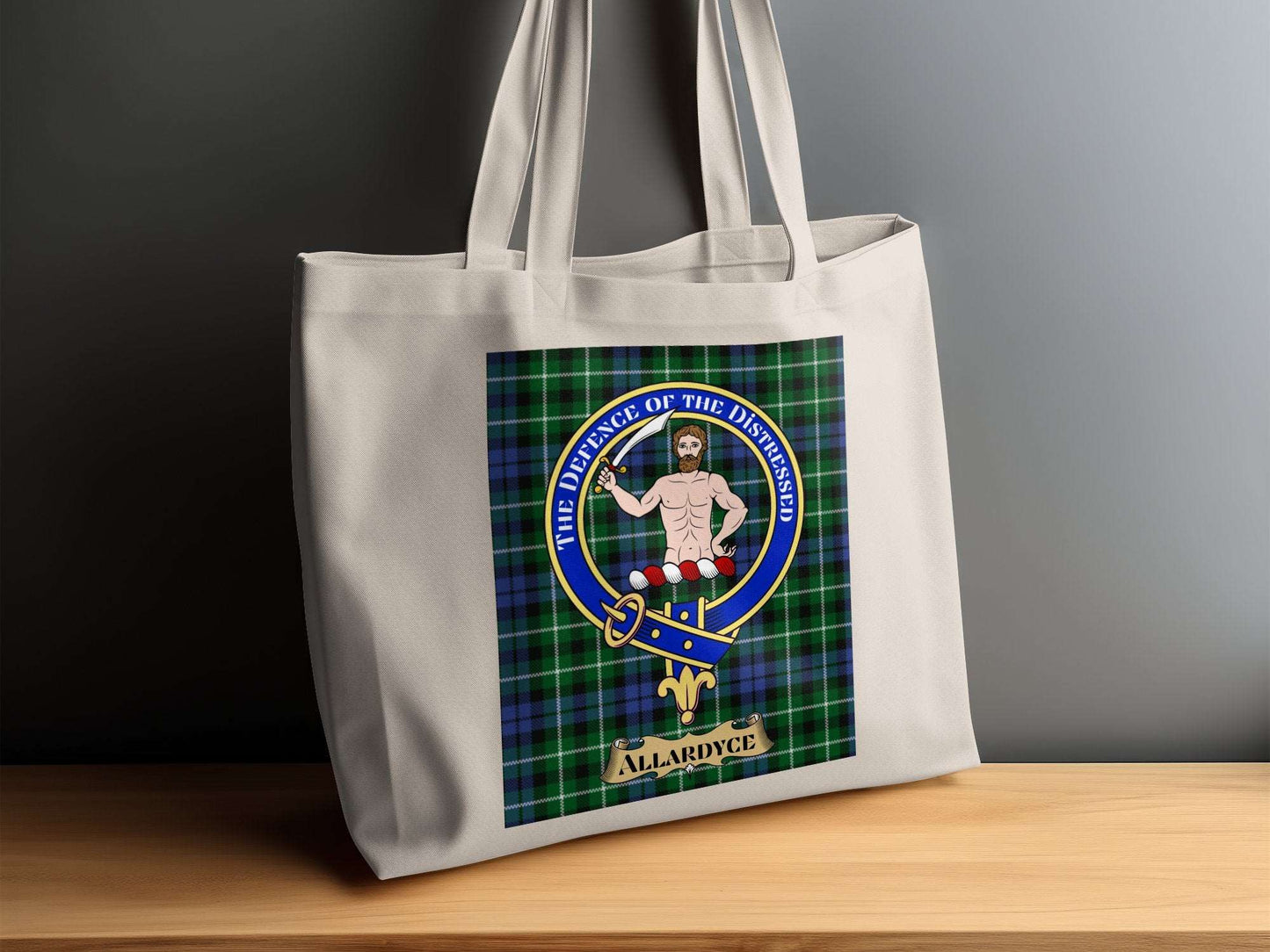 Allardyce Clan Crest Tartan Background Tote Bag - Living Stone Gifts