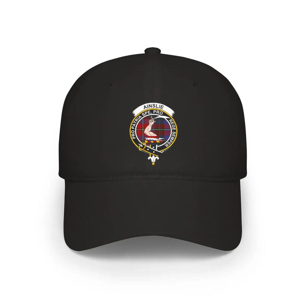 Black Ainslie Clan Crest Embroidered Structured Cap