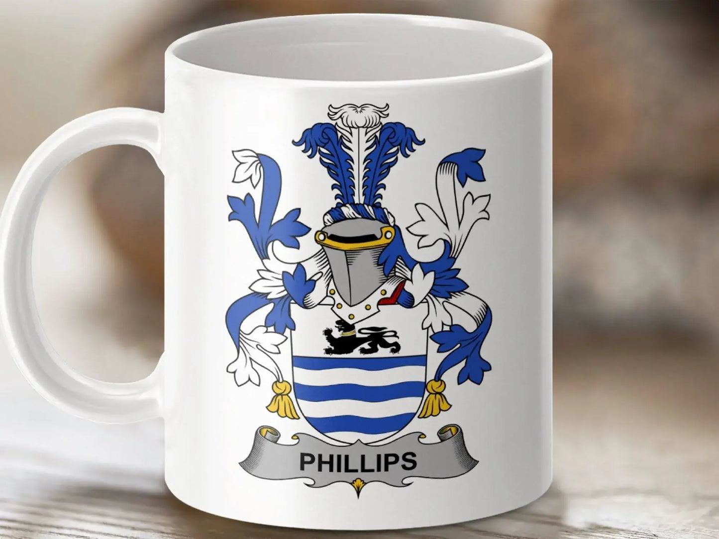 Phillips Family Crest Decorative Coffee Mug - Celtic Ancestry Gifts