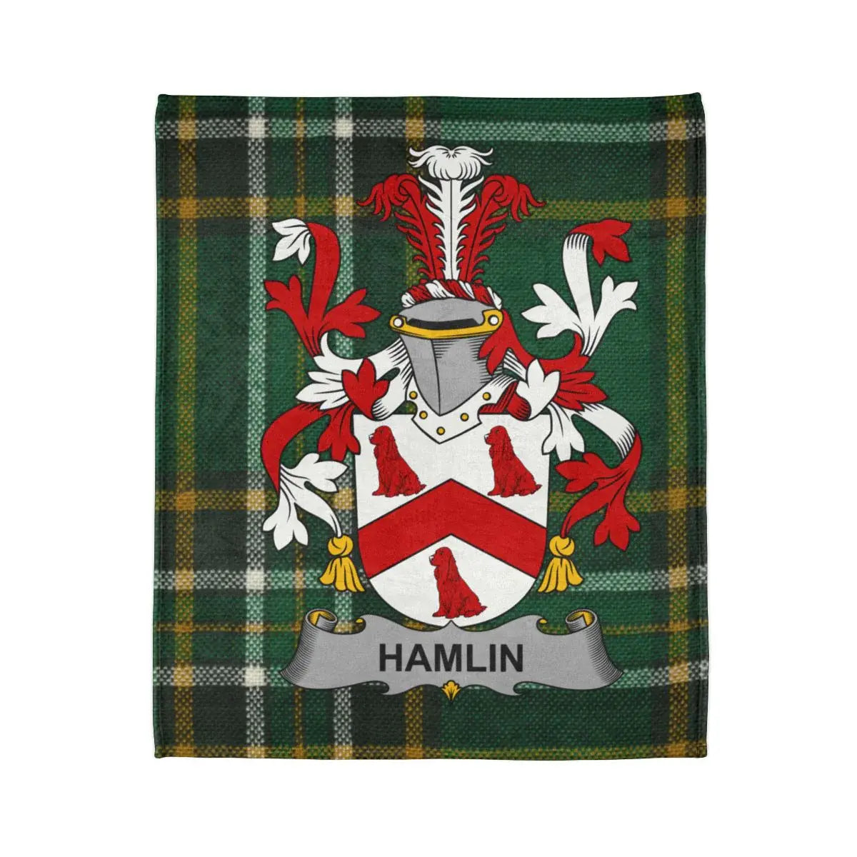 Hamlin Family Crest and Tartan Plaid Blanket product