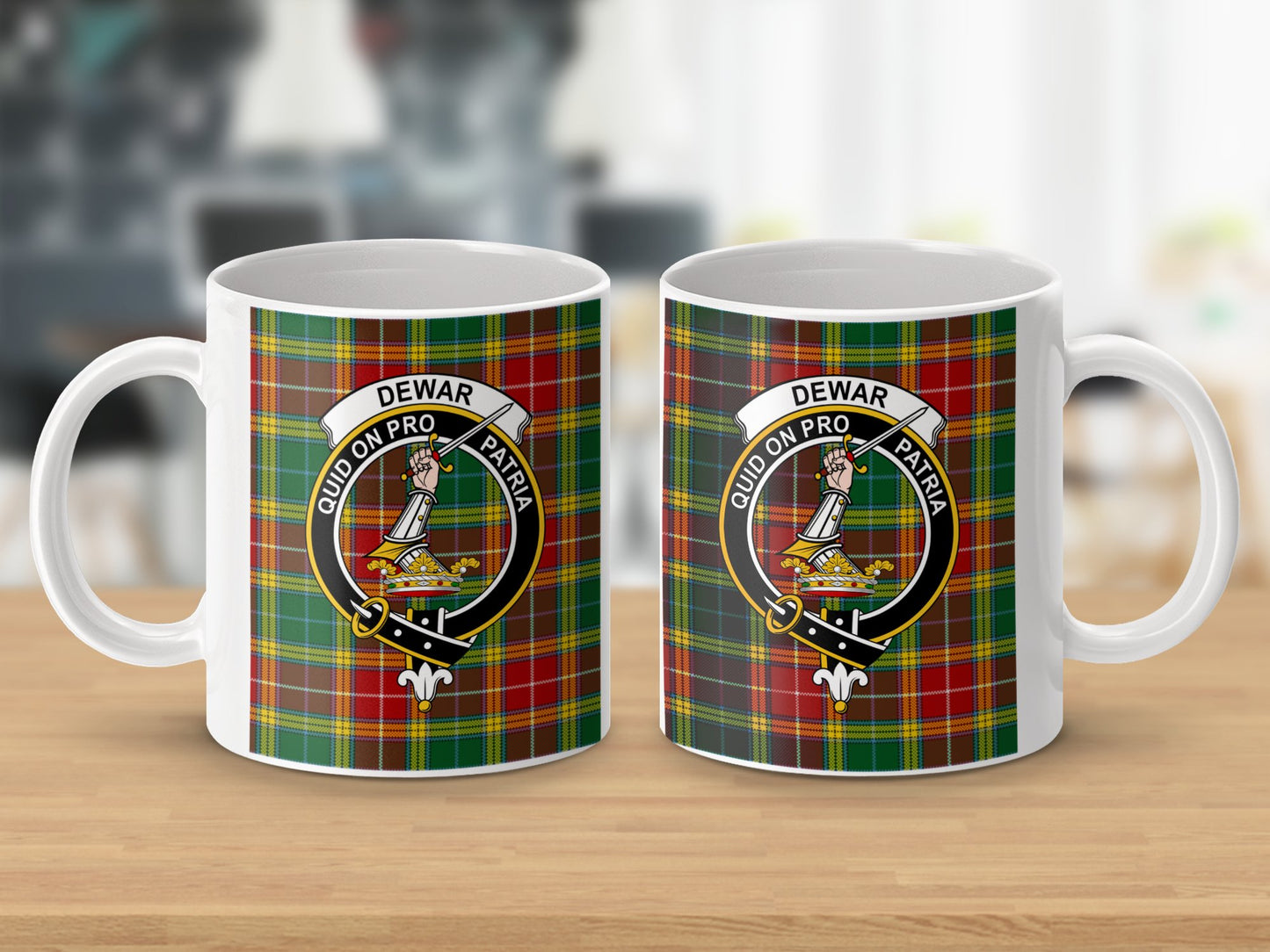 Clan Dewar Scottish Tartan Family Crest Mug - Living Stone Gifts