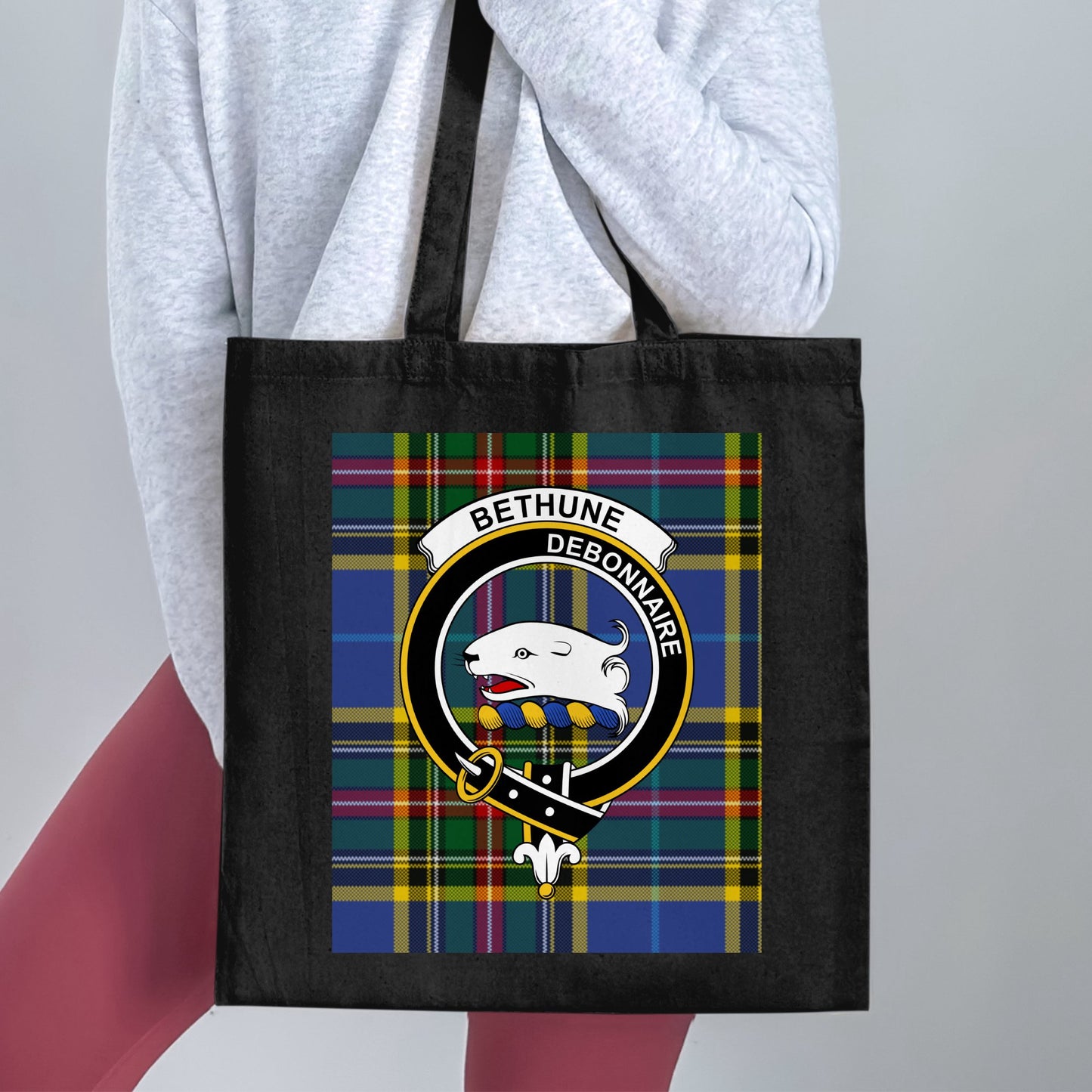 Bethune Clan Crest Scottish Tartan Tote Bag - Living Stone Gifts