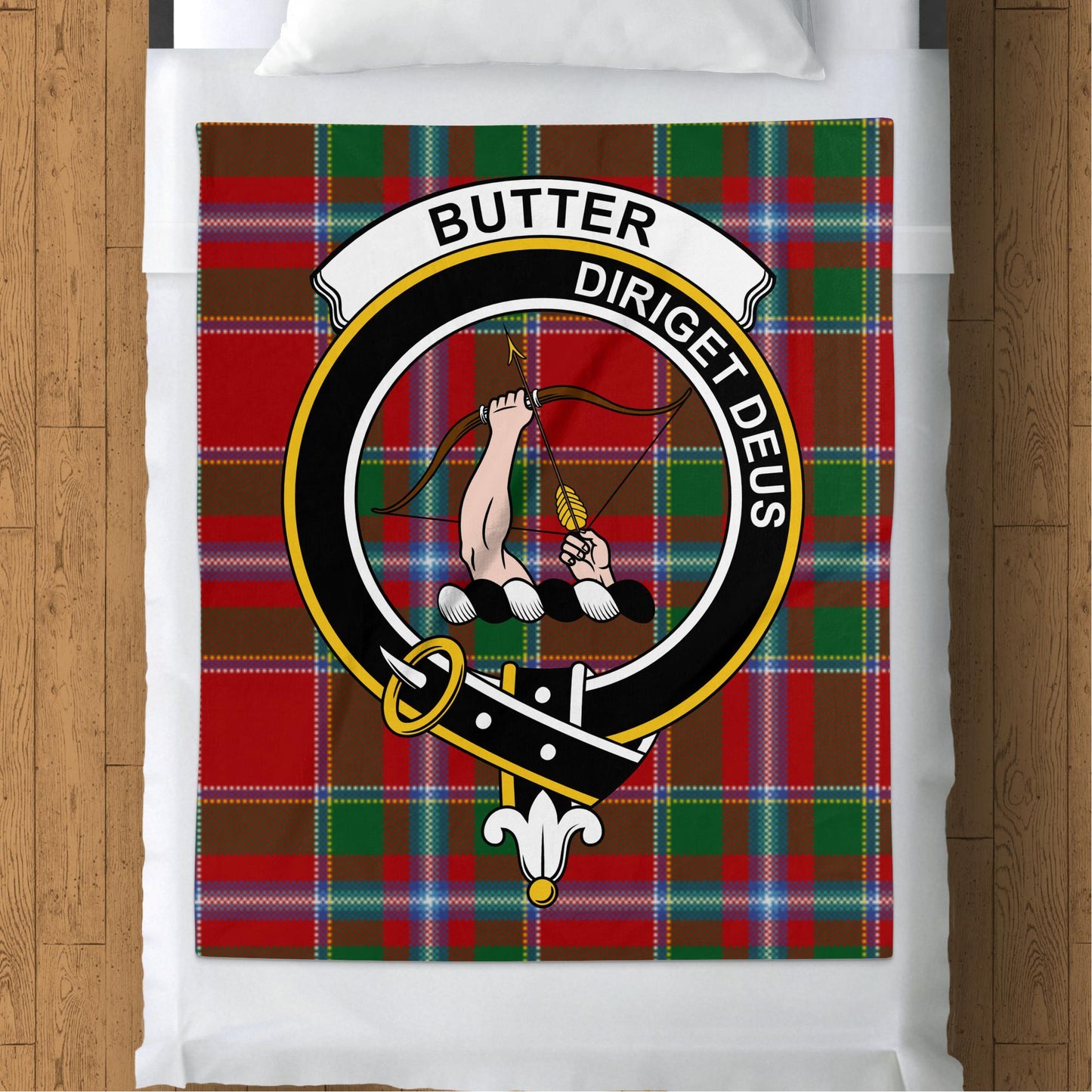 Scottish Clan Butter Crest Tartan Throw Blanket - Living Stone Gifts