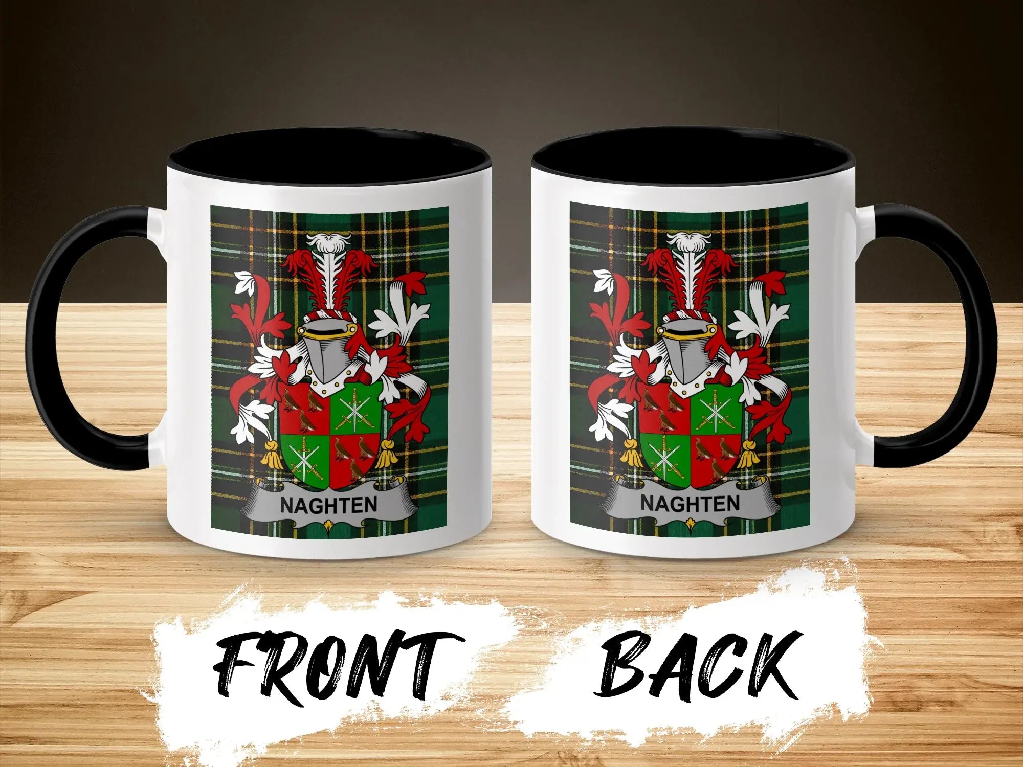 Naghten ceramic accent mug with Irish National Tartan crest design
