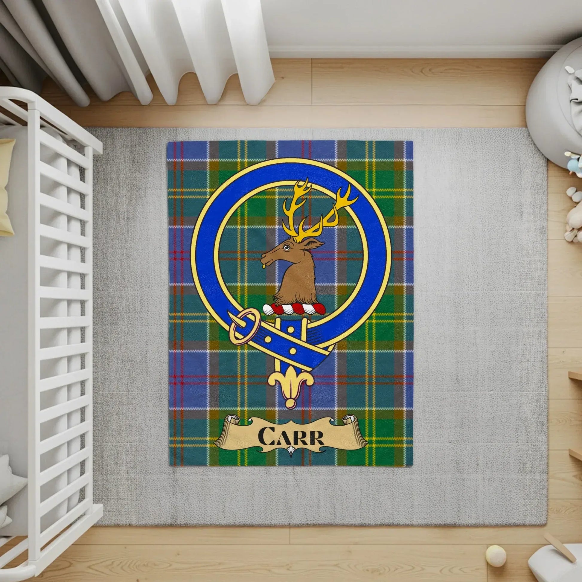 Scottish Clan Inspired Yellow Blue Plaid Blanket product