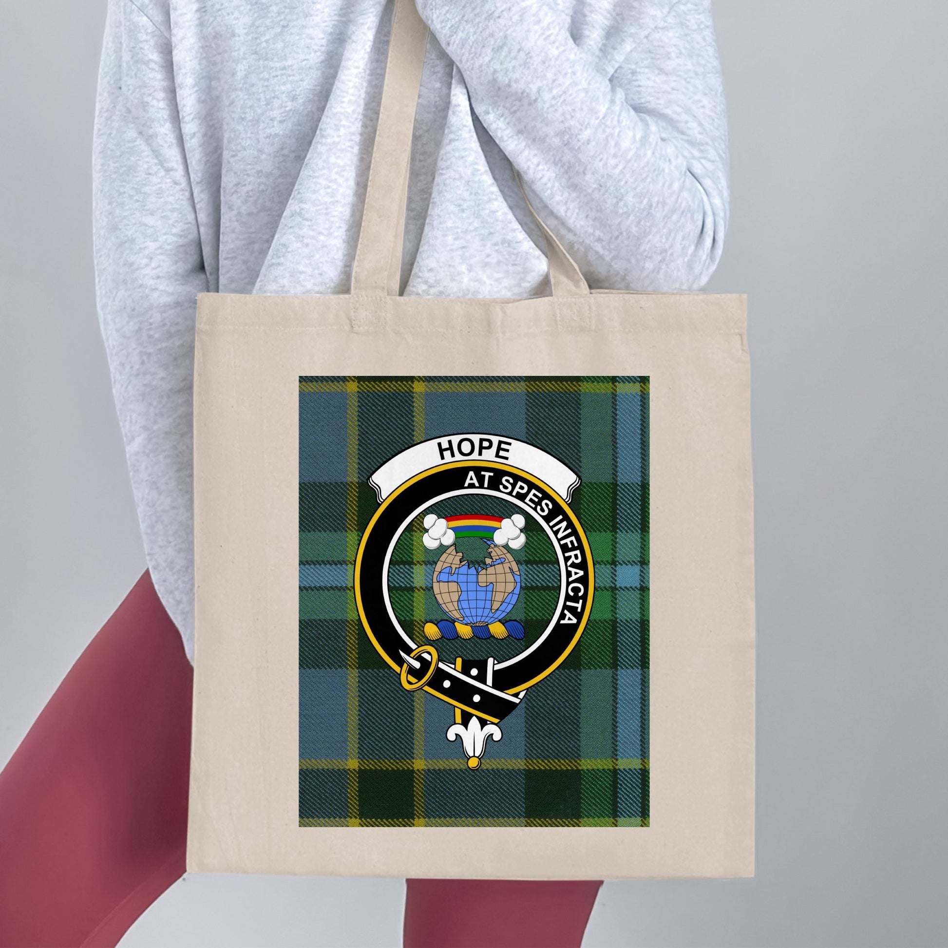 Hope At Spes Infracta Scottish Crest Tartan Tote Bag - Living Stone Gifts