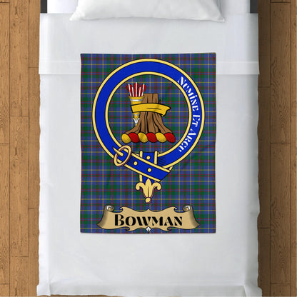 Scottish Clan Bowman Crest Tartan Throw Blanket - Living Stone Gifts