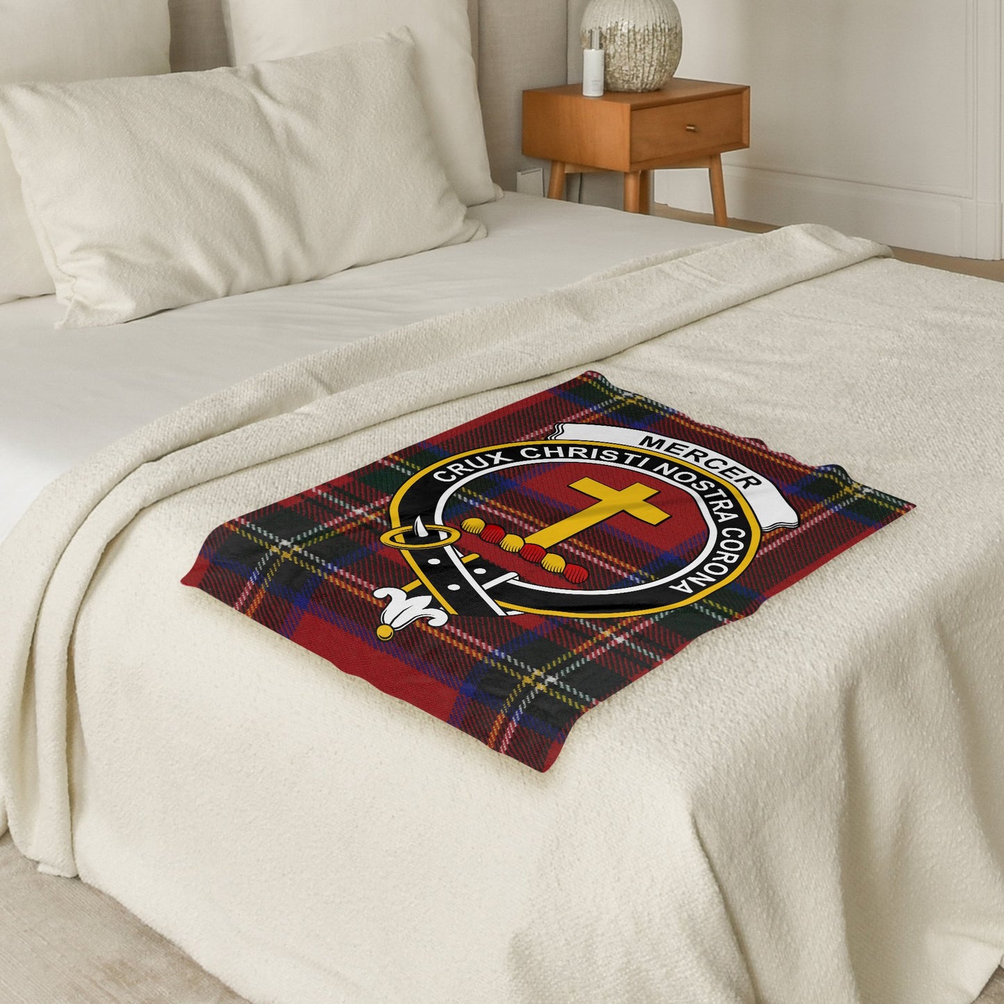 Scottish Clan Mercer Tartan Throw Blanket - Living Stone Gifts