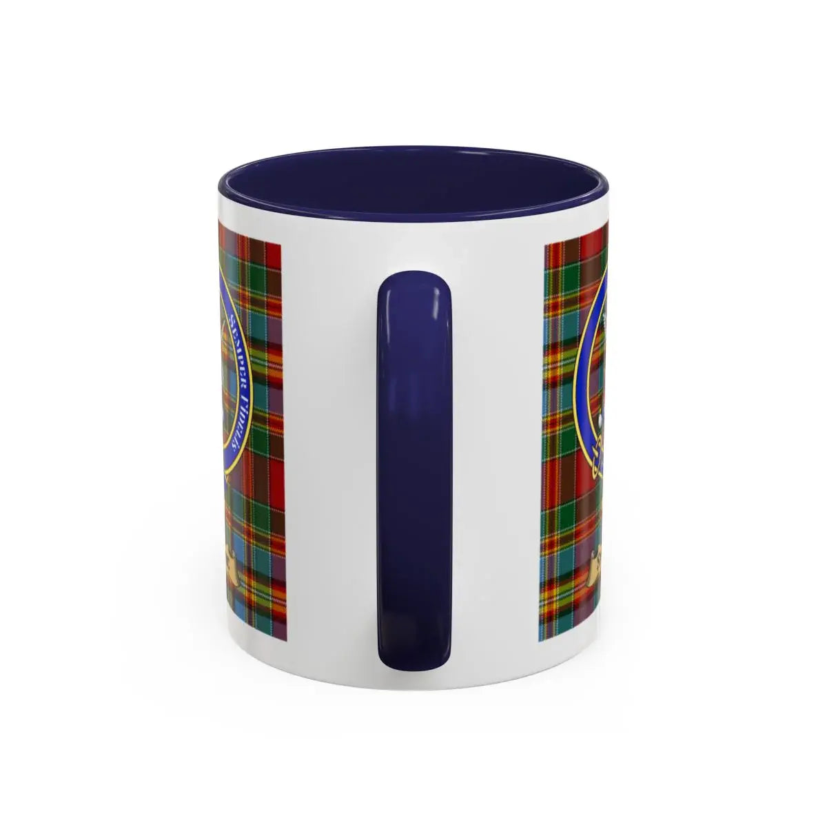 Smythe clan crest mug shown in 11 oz and 15 oz sizes