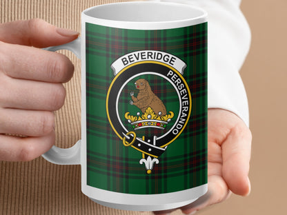 Beveridge Perseverando Crest Design Green Tartain Mug - Living Stone Gifts