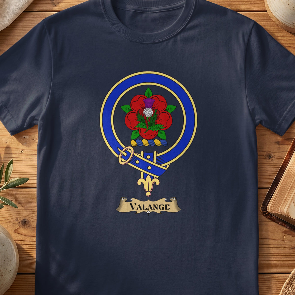 Valange Scottish clan crest T-shirt in Navy