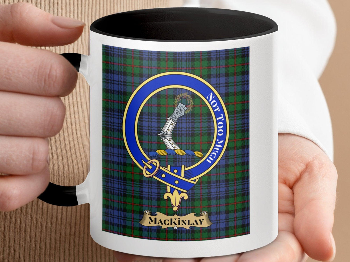 MacKinlay Clan Crest Design Scottish Tartan Plaid Mug - Living Stone Gifts