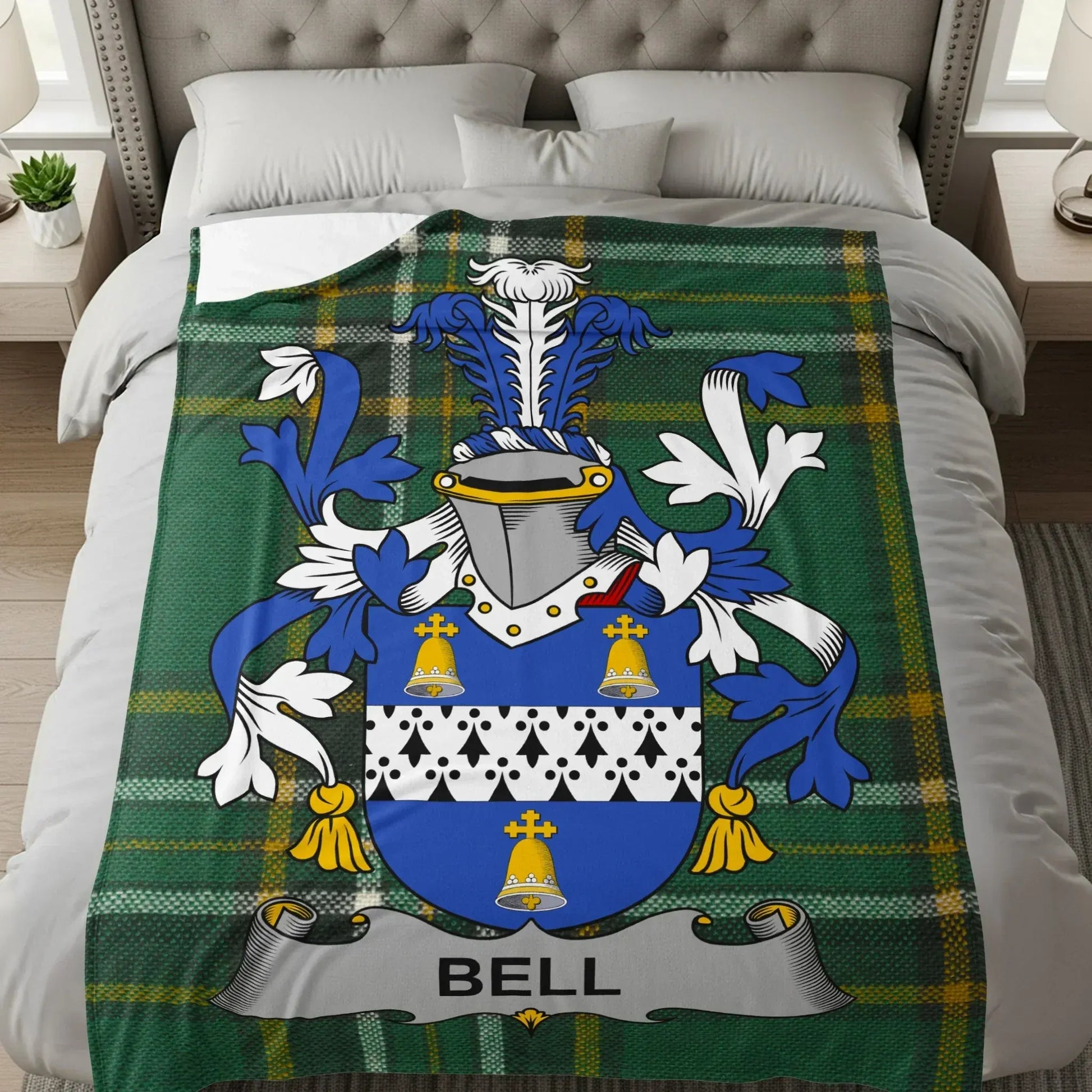 Custom Bell Family Crest Tartan Blanket product