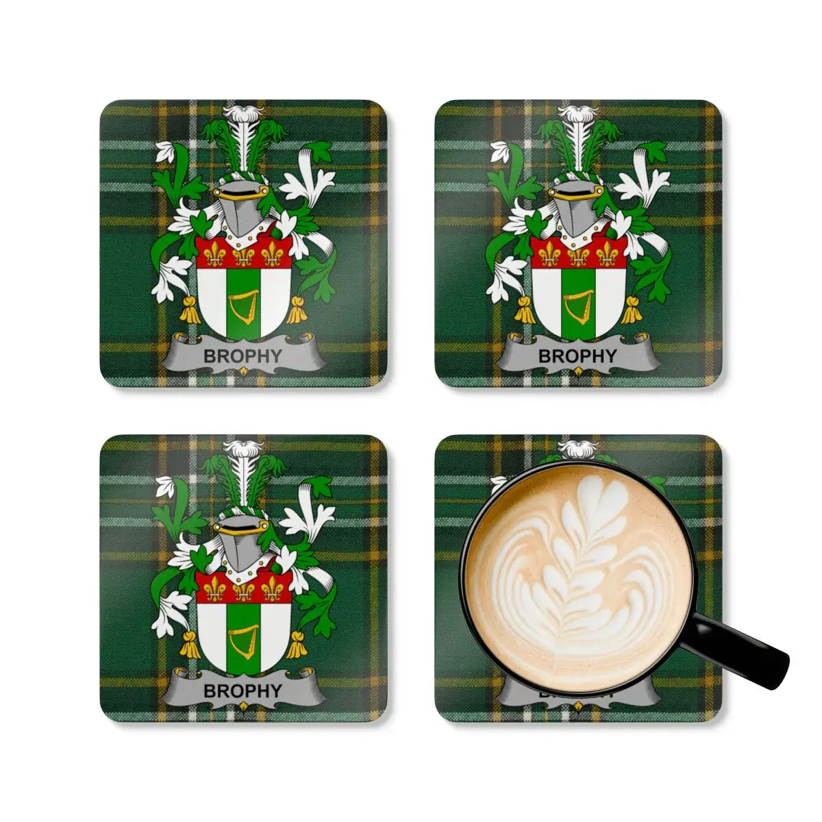 Brophy Tartan Plaid Family Crest Coaster Set product type