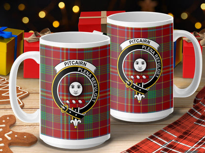 Pitcairn Clan Crest Red Tartan Chic Mug - Living Stone Gifts