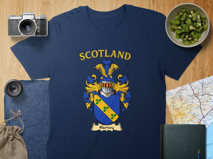 Harvey Clan Family Crest Scotland T-Shirt - Celtic Ancestry Gifts