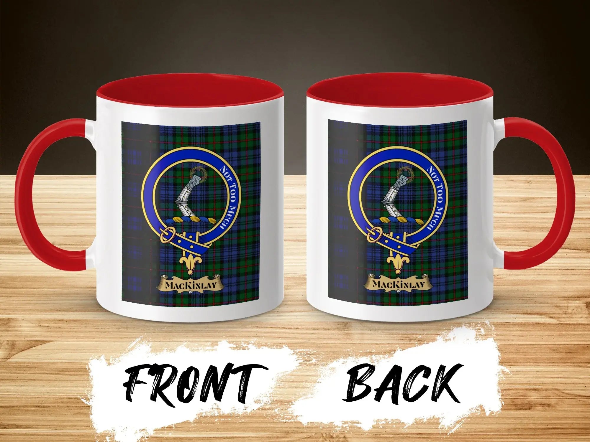 Mackinlay Clan Crest Mug with Tartan Design 11oz