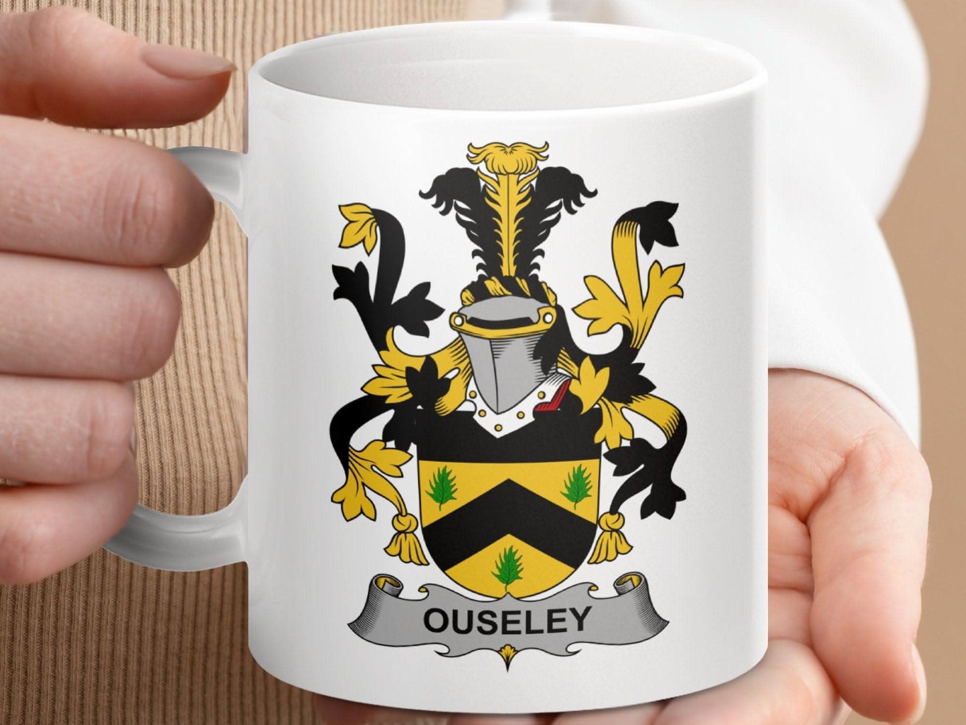 Ouseley Family Crest Coat of Arms Mug - Celtic Ancestry Gifts