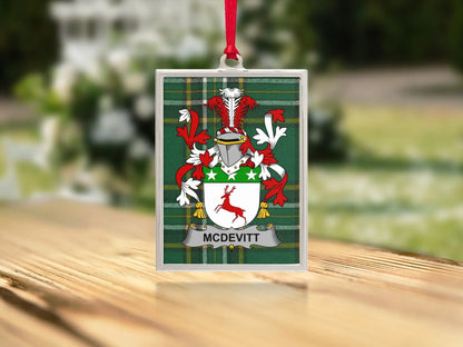 McDevitt Family Crest Plaid Background Ornament product