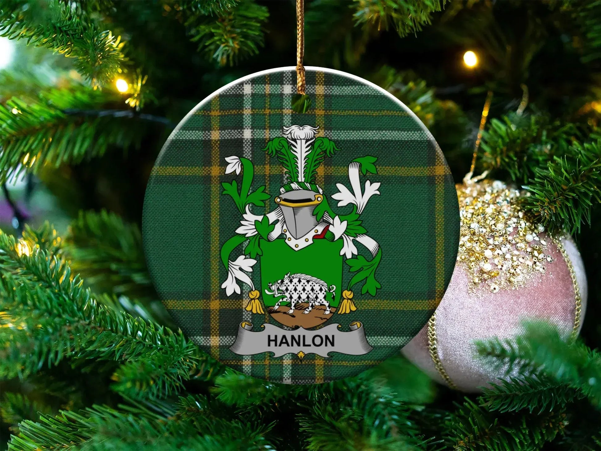 Hanlon Crest Plaid Pattern Christmas Ornament product