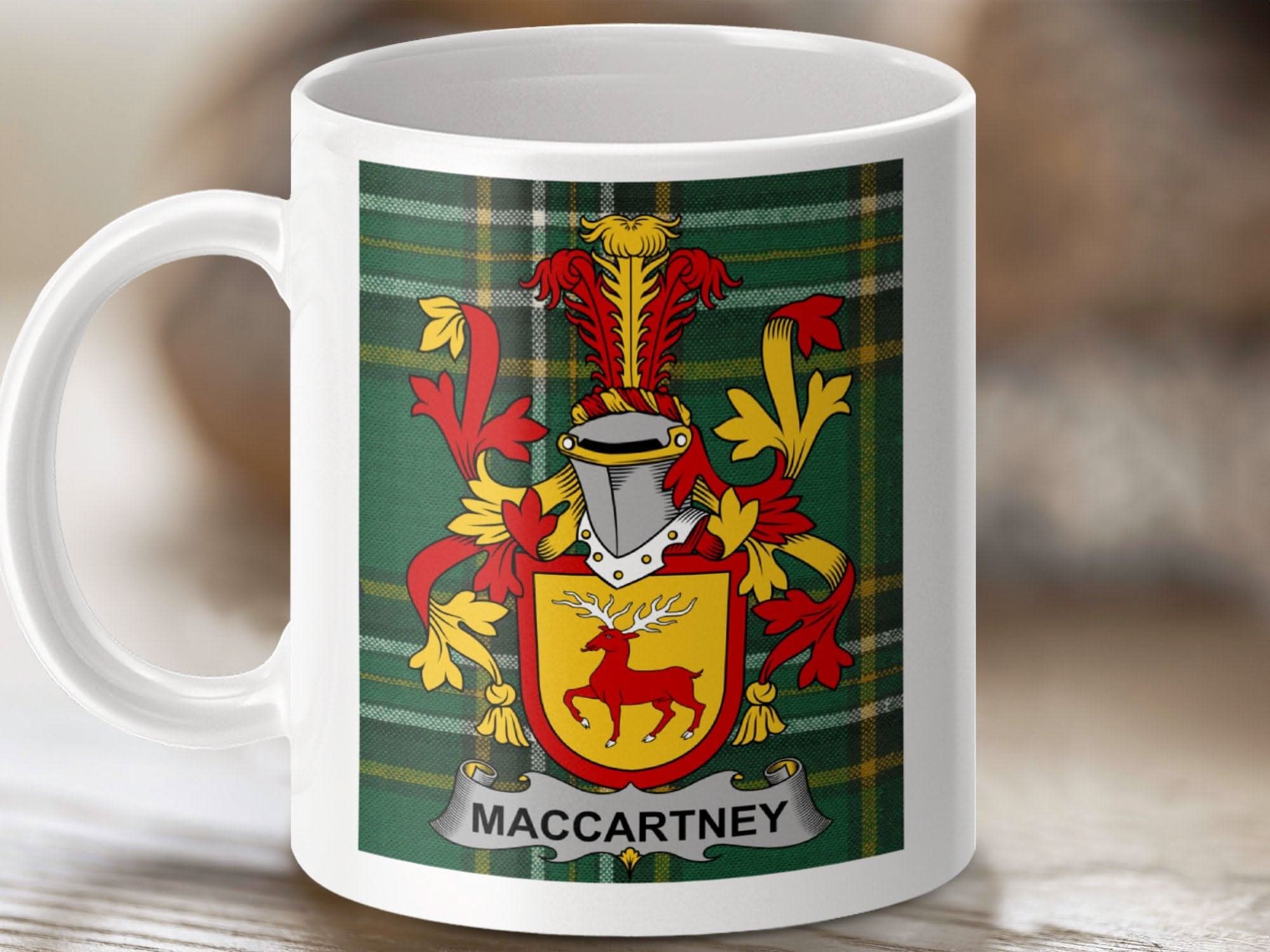 MacCartney Irish Family Crest Irish Tartan Mug - Celtic Ancestry Gifts