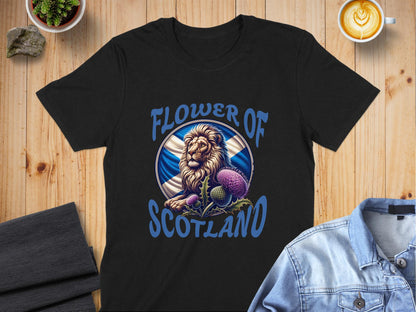 Flower of Scotland Lion and Thistle Graphic T-Shirt - Living Stone Gifts