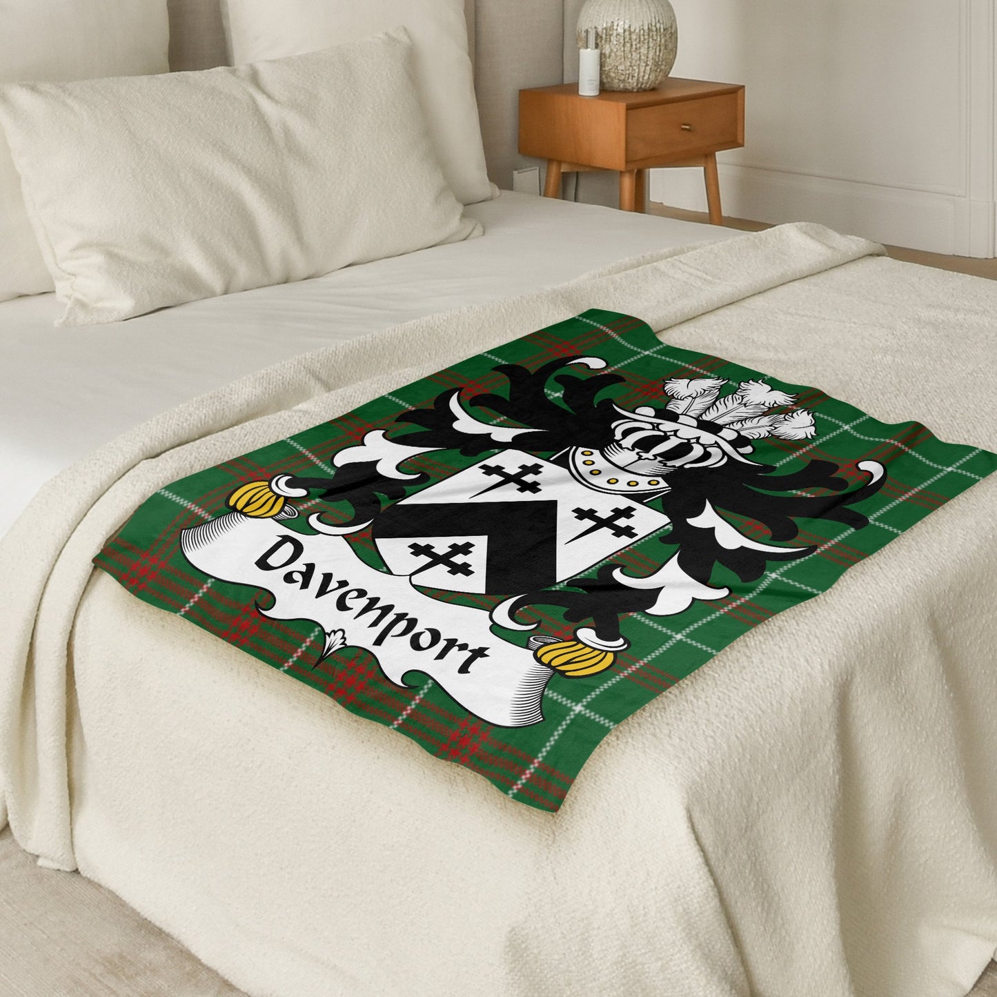 Davenport Welsh Surname Coat of Arms Tartan Blanket - Living Stone Gifts